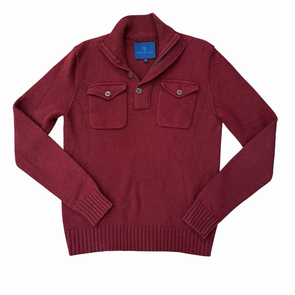 Martin + Osa Vintage S Wool Blend Men's Maroon Sweater Fisherman Nautical Preppy